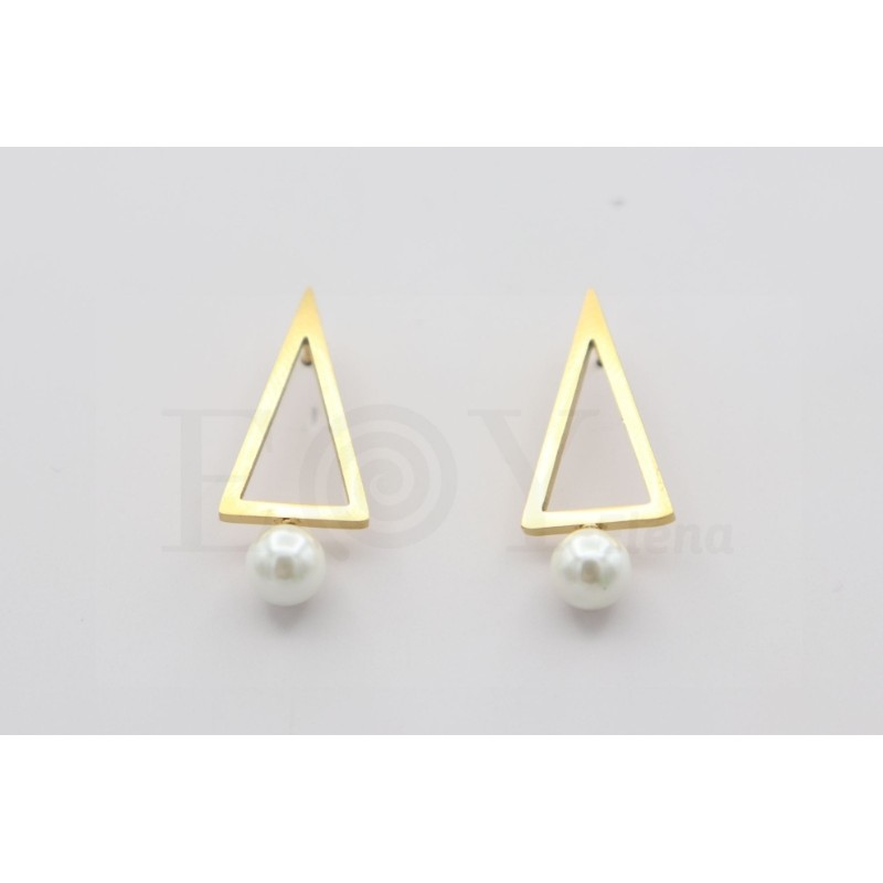 Pendientes triangulares con perla