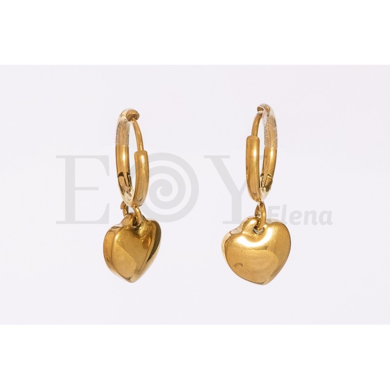 pendientes redondos con corazón