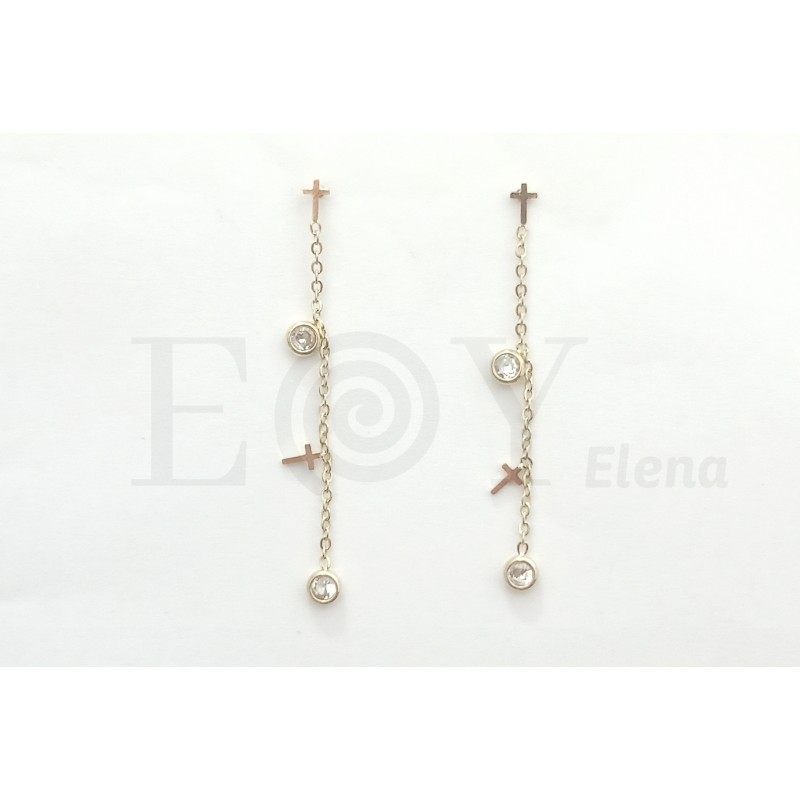 Pendiente de cruz con piedras