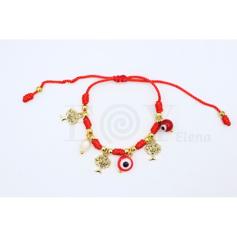 7-knot bracelet with Turkish evil eye, pearl,...