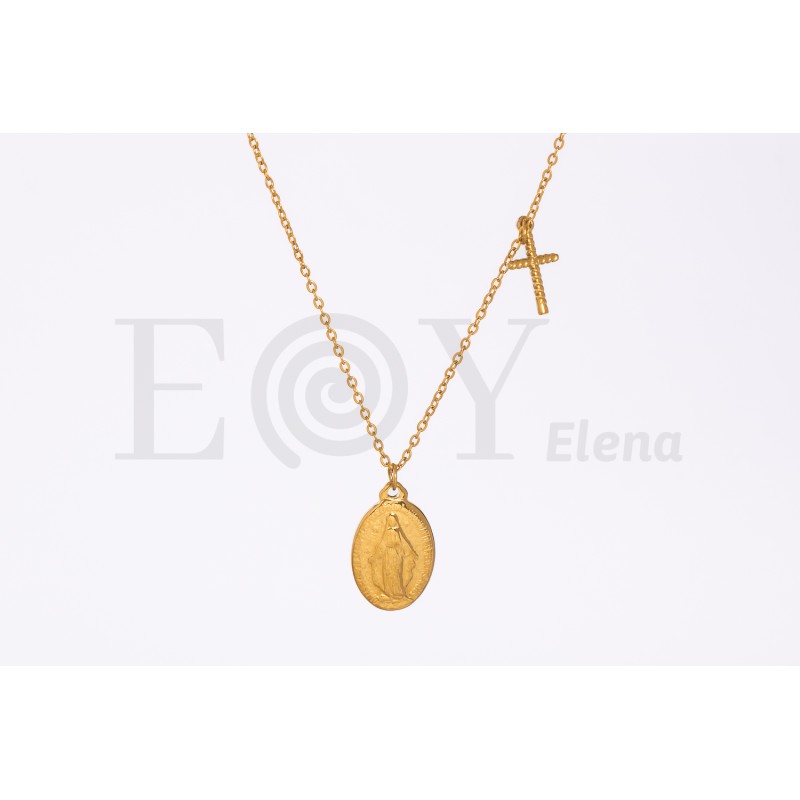 Collar con colgante de la Virgen Milagrosa y...